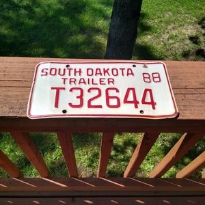 South Dakota trailer license plate 1988